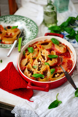 Baked pulled beef stuffed shells...style rustic