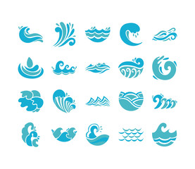 bundle of waves ocean set icons