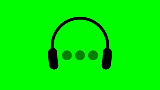 Headphone for support or service - icon animation on  green background 4K video