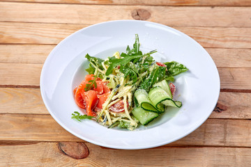 salted salmon with fresh vegetables