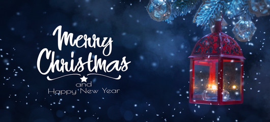 Christmas Lantern, Christmas and New Year holidays background, winter season.