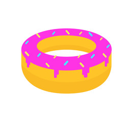 Donut vector illustration isolated on the white background. Glazed doughnut in flat design style. Stock illustration of baking and sweets.