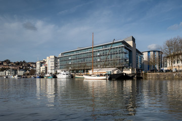 Naklejka premium View across Bristol Harbour towards offices at Canons Marsh