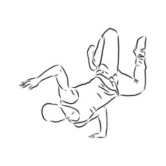 break dancer-continuous line drawing. break dance, dancer, vector sketch illustration