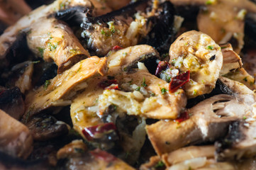Mushrooms cooked with garlic, lime and chili