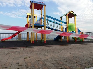 Children's playground closed and cordoned for covid-19