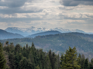 Krawcow Wierch beatiful lanscape view Beskid Zywiecki