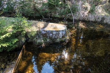historical Schwarzenberg canal transportatino water way  in Sumava wood