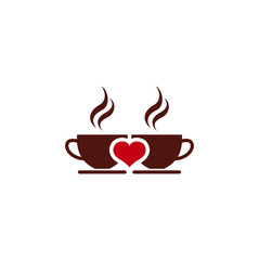 Coffee cup vector logo design illustration. Vector coffee dating template

