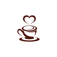 Coffee cup vector logo design illustration. Vector coffee dating template
