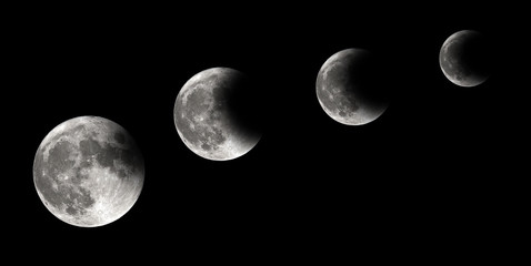 Obraz na płótnie Canvas Four steps of moon eclipse, lunar eclipse, background