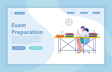 Exam Preparation Vector Landing Page with Banner