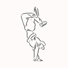 break dancer-continuous line drawing. break dance, dancer, vector sketch illustration