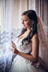 Fototapeta premium portrait of a bride near the window