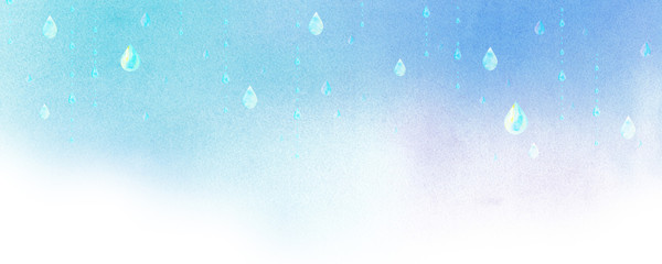 雨の降るイメージ背景の水彩イラスト