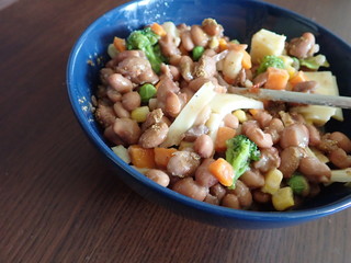  bowl of beans vegetable salad with cheese