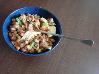  bowl of beans vegetable salad with cheese