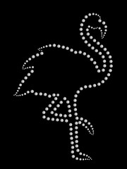 Illustration flamingo diamond ornament pattern on black background
