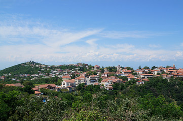 Fototapeta na wymiar Village in the mountains. View of the city of Sighnaghi Georgia