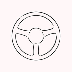 Steering wheel. Doodle style. car steering wheel, vector sketch illustration