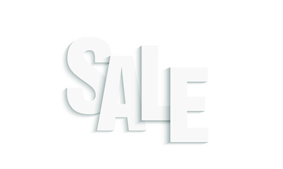 Sale, letters with shadow, white vector cut out of paper with realistic shadows.