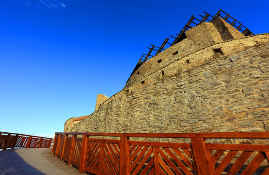 Scenic view of Deva Fortress, built in the mid-thirteenth century at the top of the Fortress Hill, on the place of a Dacian settlement, Romania, Europe