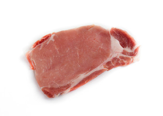 raw meat isolated on white. One piece of pork