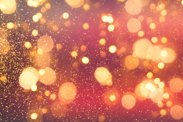 Christmas and Happy new year on blurred bokeh with snowfall banner background