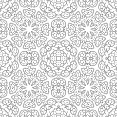 Beautiful coloring page. Seamless pattern, relax ornament. Meditative drawing coloring book. Kaleidoscope template for design work.