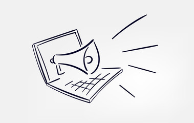 line doodle vector sketch design speaker laptop