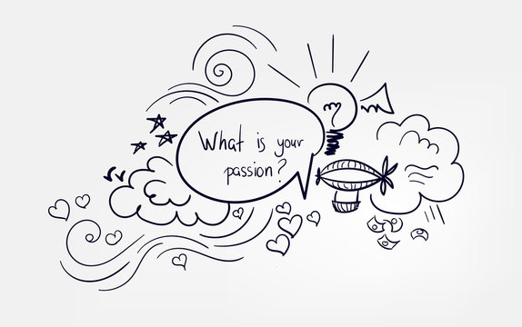 Naklejki line doodle vector sketch design what is your passion