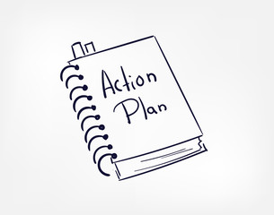 action plan notebook concept doodle hand drawn vector line illustration
