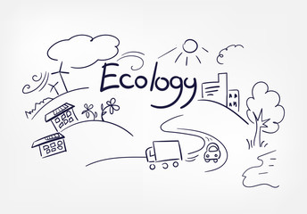 ecology abstract vector concept doodle line sketch illustration clip art