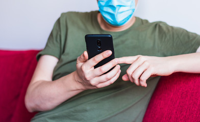 Man using mobile during quarantine