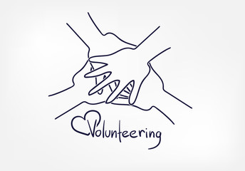 volunteering hands friendship abstract vector concept doodle line sketch illustration clip art