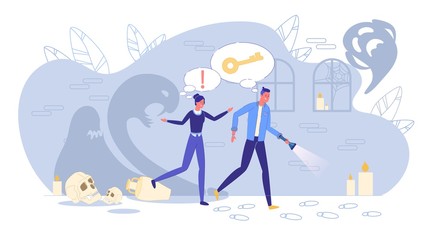 Man and Woman Engaged in Adventure Game at Museum