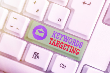 Word writing text Keywords Targeting. Business photo showcasing Use Relevant Words to get High...