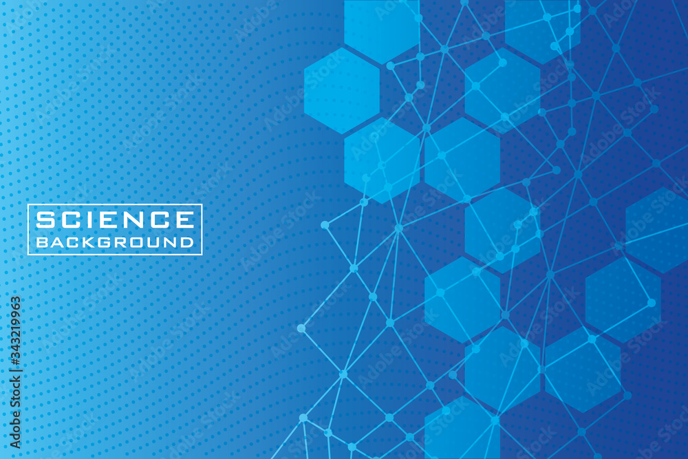 Wall mural blue science background with lines structures