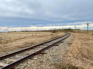 Railroad tracks in the Alberta prairies