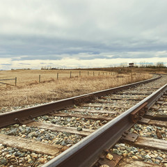 Railroad tracks in the Alberta prairies