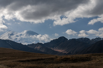 mountain in the clouds