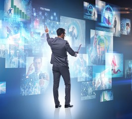 Collage of photos with businessman