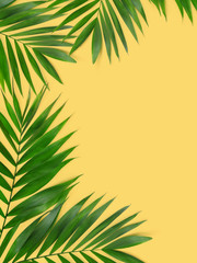 Green plants summer concept template for your text or design on yellow  paper background.