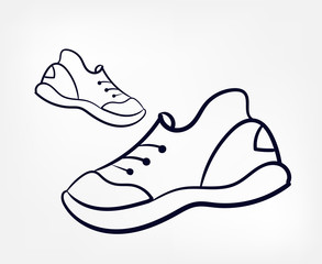 sneakers fitness diet sport concept line art sketch doodle isolated