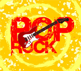Pop Rock guitar retro design vector