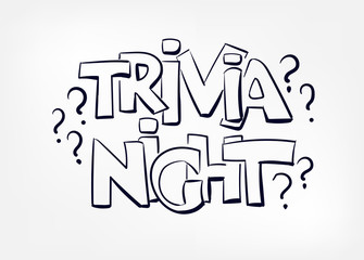 trivia night concept vector doodle sketch hand drawn lettering word