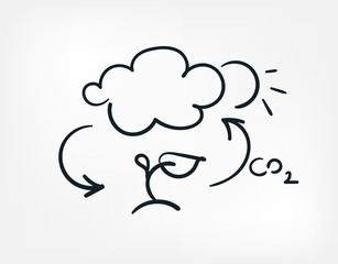 oxygen plant line art doodle vector symbol sign concept