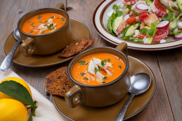 Crab Bisque and Blood Orange Crab Posole Salad