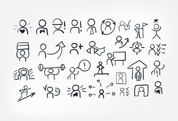 man icon line art doodle vector symbol sign concept set