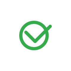 Green tick check mark or confirm icon. Stock vector illustration isolated on white background.